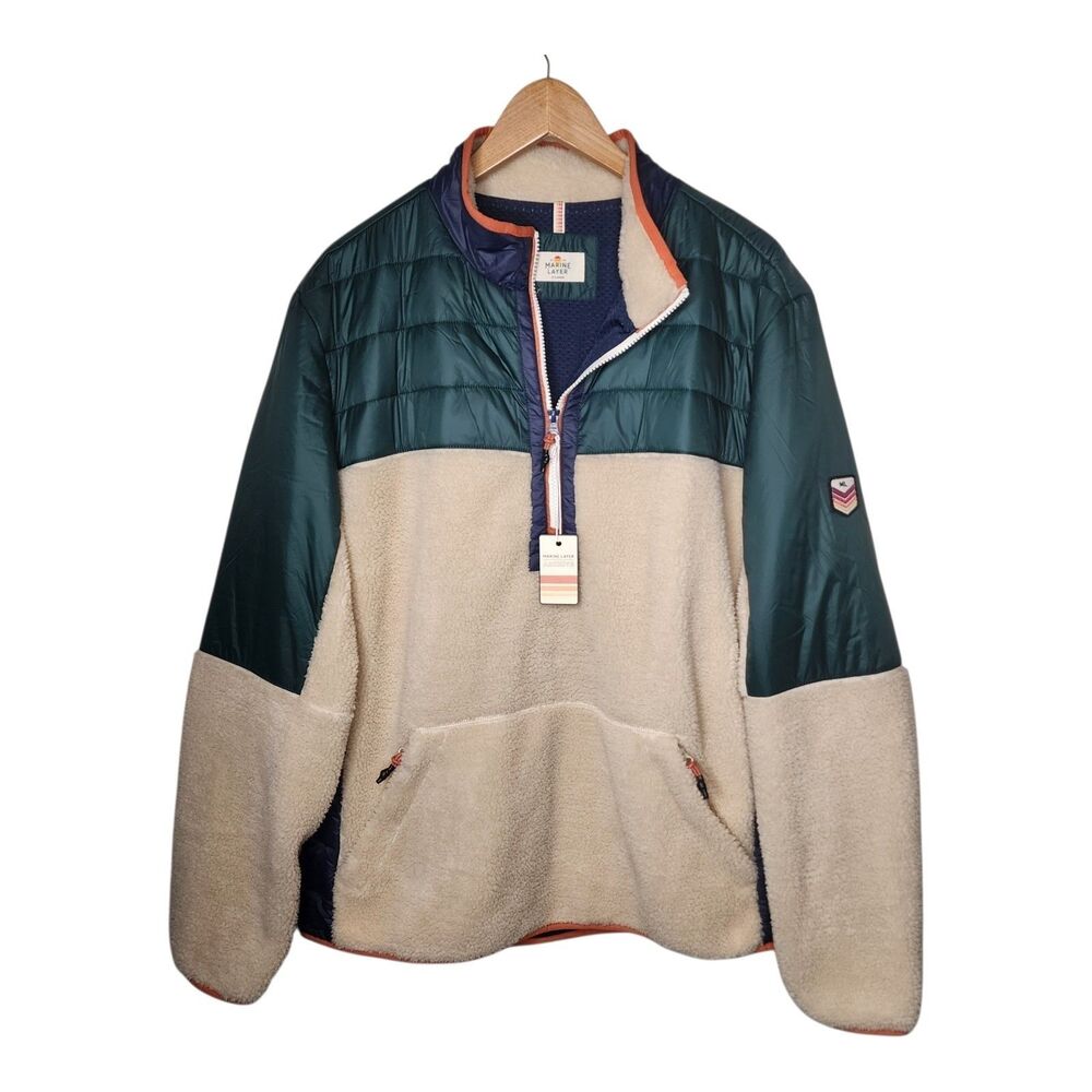 Marine Layer Archive Palisades Anorak Sherpa Fleece 1/2 Zip Mens XL Gorpcore